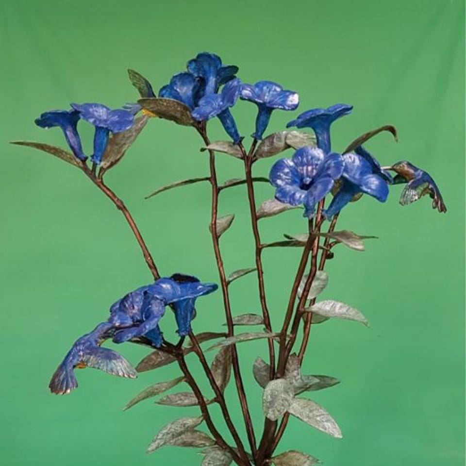 Hummingbirds with blue flowers Sculpture – Irish Sculptor