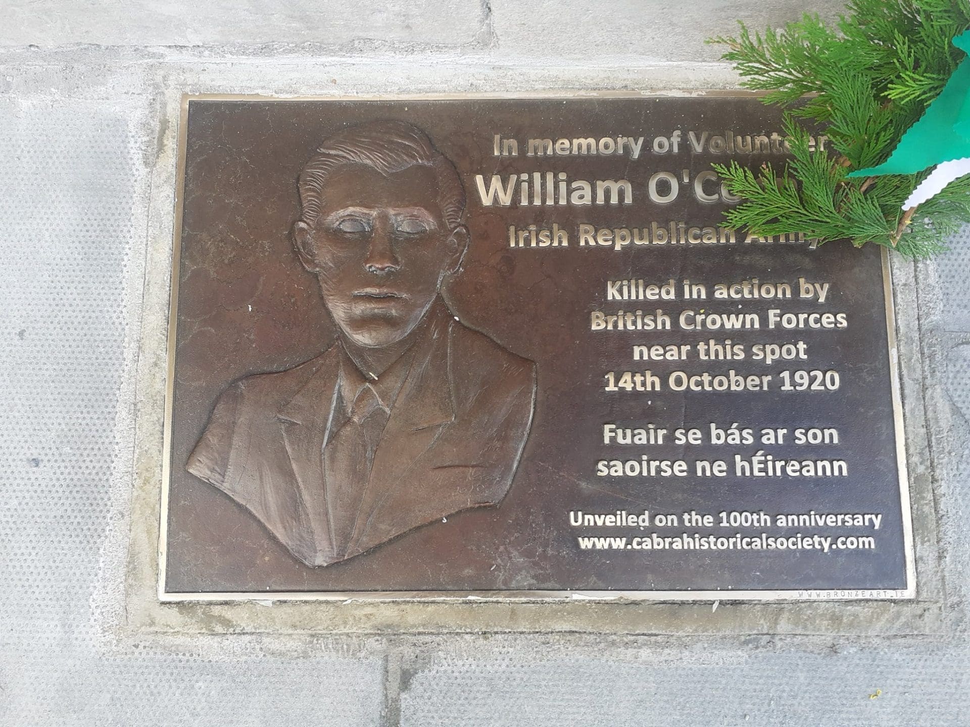 William O Connell Plaque died 14th October 1920 Ireland by Irish Sculptor Michael C Keane Dublin