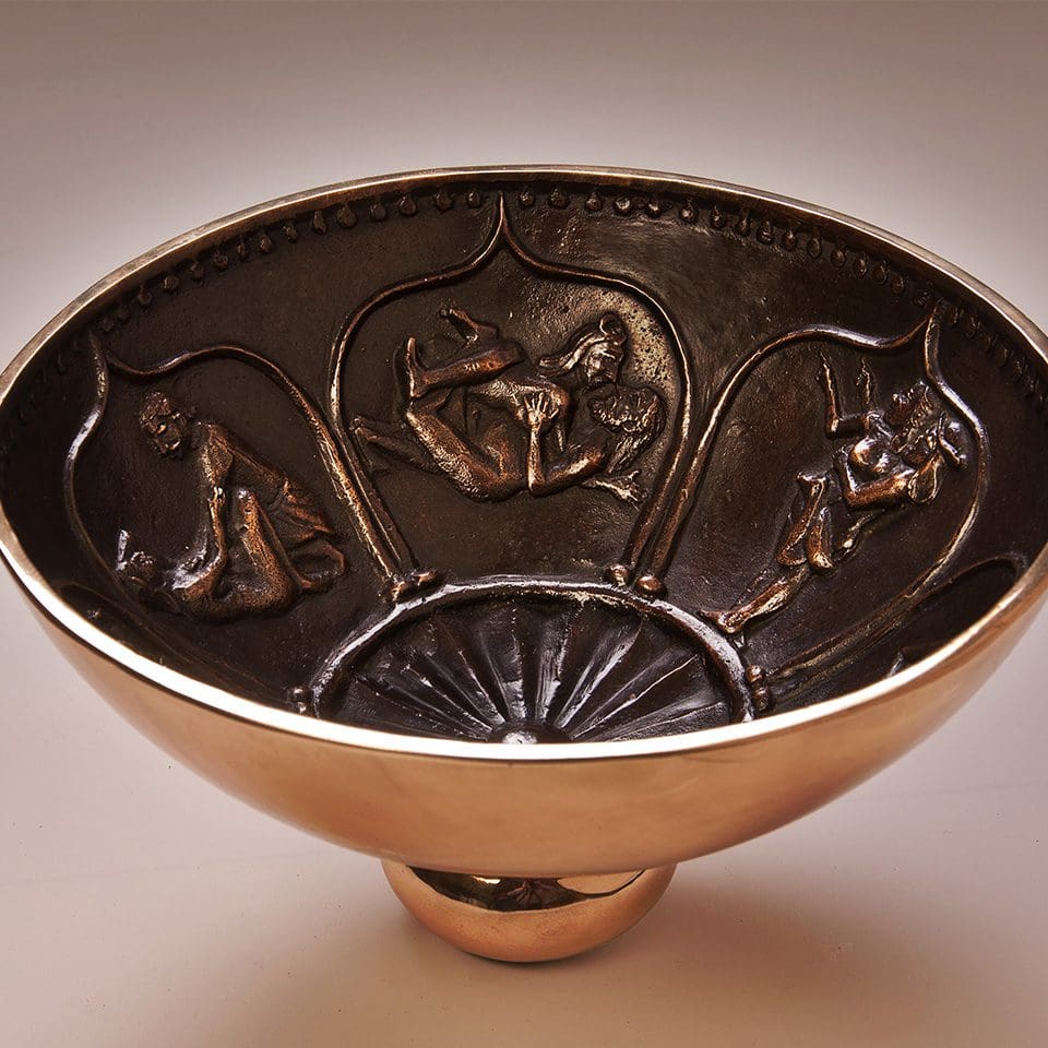 shiva parvati bowl bronze sculptor michael keane