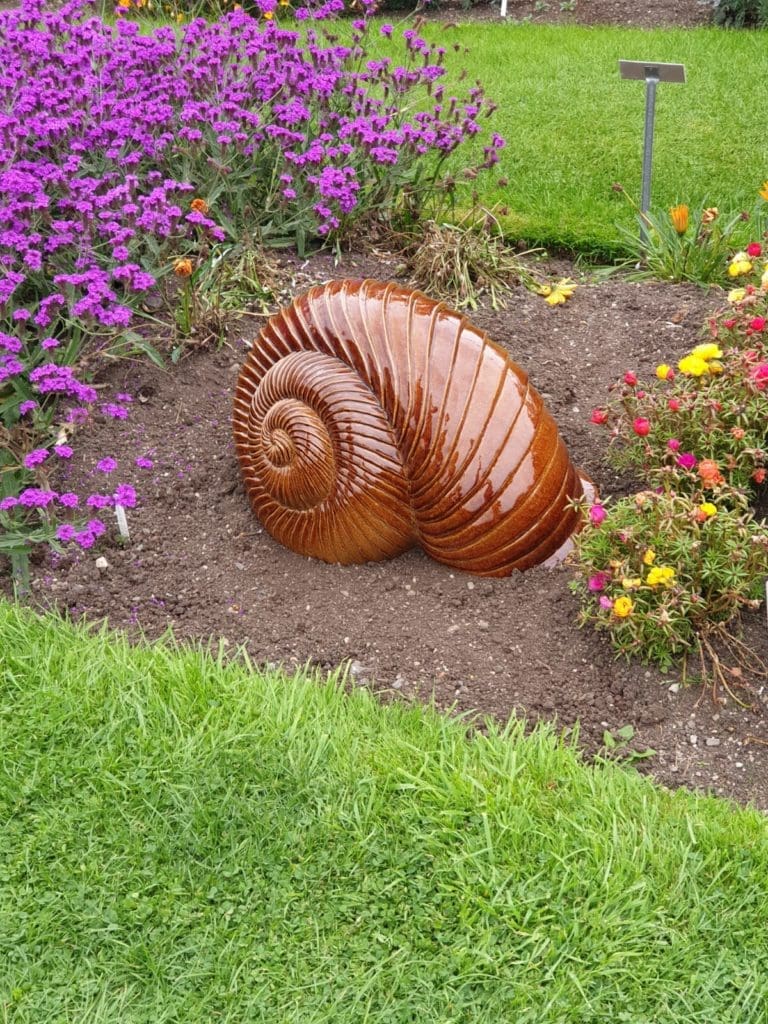 Sculpture in Context 2021 Snail Sculpture on display in Botanic Gardens Dublin