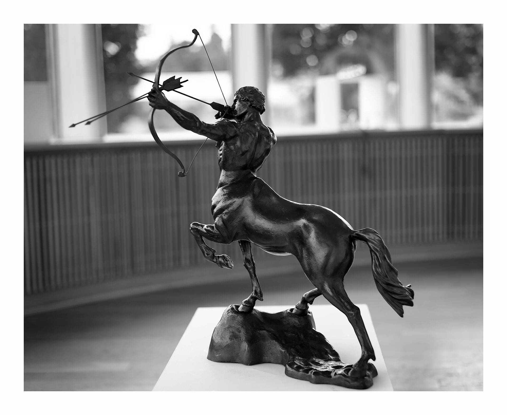 The Archer black and white photo - Bronze Centaur Sculpture by Michael C Keane Dublin Ireland