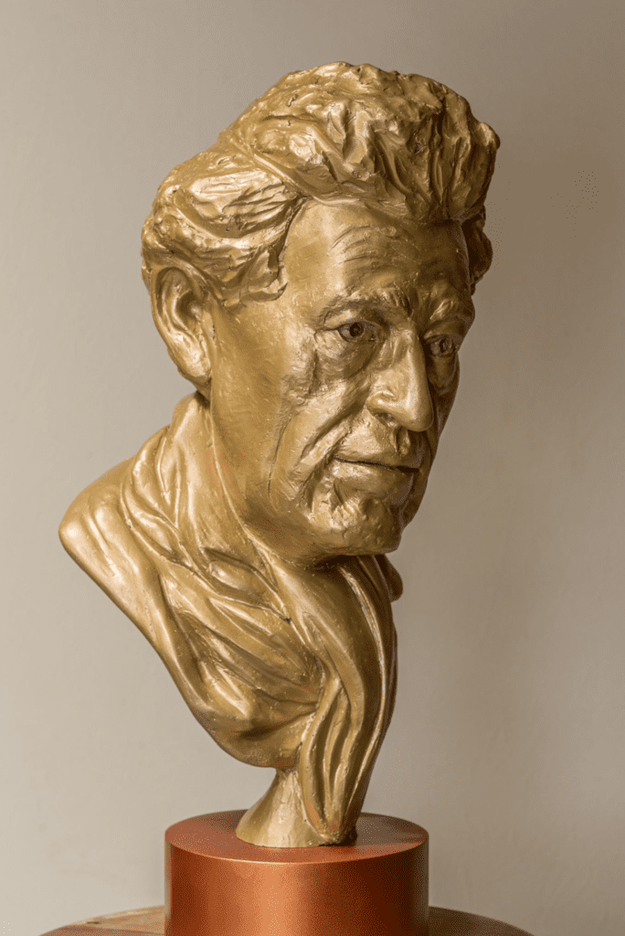 Portrait of Giacometti plaster cast by Michael C Keane Irish Sculptor side view