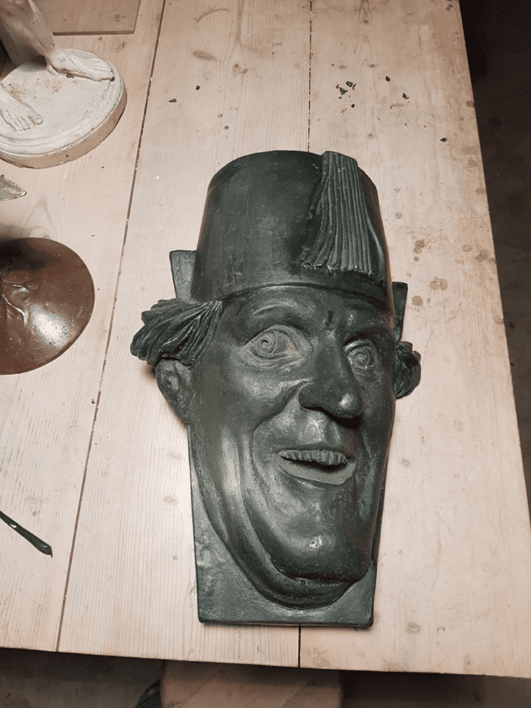 Tommy Cooper Key Stone ready to be cast in Bronze Micheal C Keane Sculpture Ireland