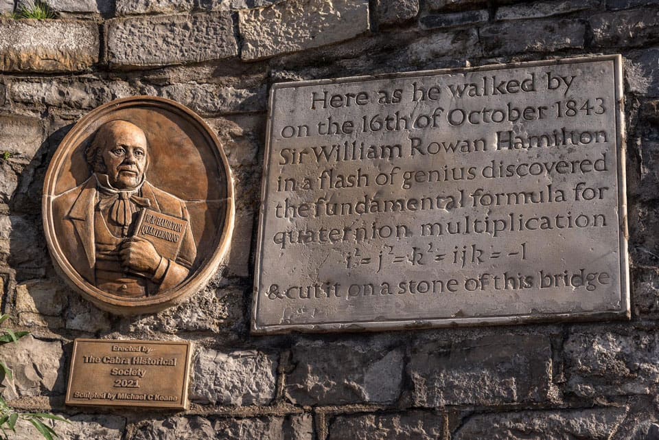 Sculpture of Sir William Rowen Hamilton Dublin plaque Cabra Society by Michael C Keane Irish sculptor